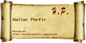 Haller Porfir névjegykártya